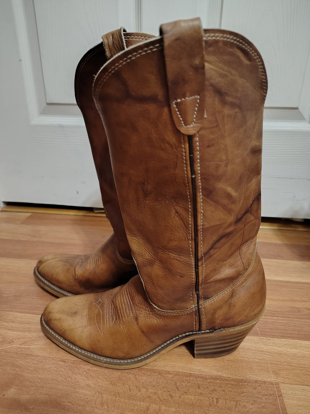 Double H Cowboy Boots Mens Size 8D Brown Marbled Leather Western